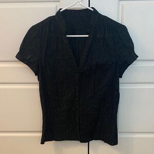 Women's Black and white Short Sleeve polka dot Top